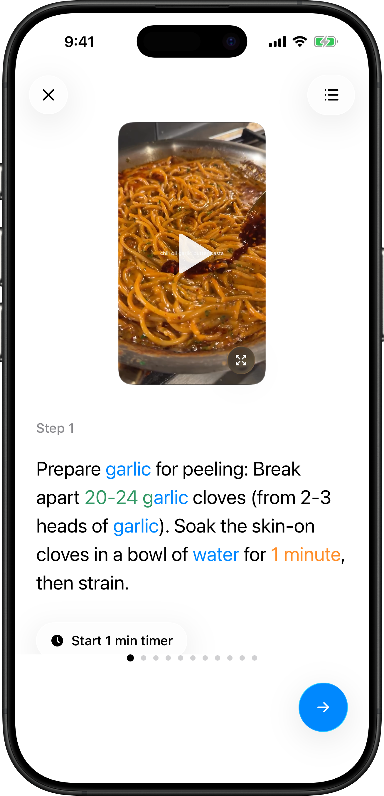 Cook mode that follows along